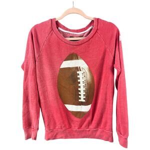 Rebel Yell heather red football graphic pullover sweater medium
